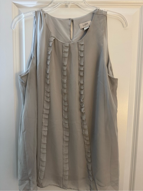 LOFT Tops - LOFT Sleeveless Ruffle Front Chiffon Blouse — Gray
